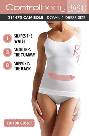 Control Body Shaping Camisole Nero with Waist Sculpting and Tummy Control Support