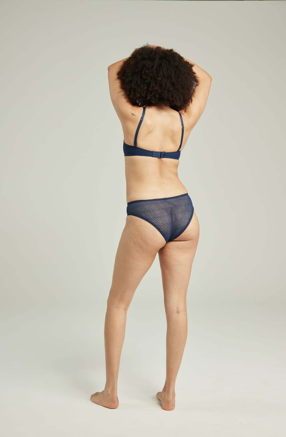 lightweight mesh Deco Lift Balcony Bra Navy Up to GG Cup Recycled Lace Support