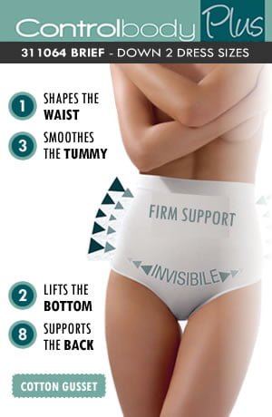 Control Body High Waist Shaping Brief Bianco Firm Compression Support