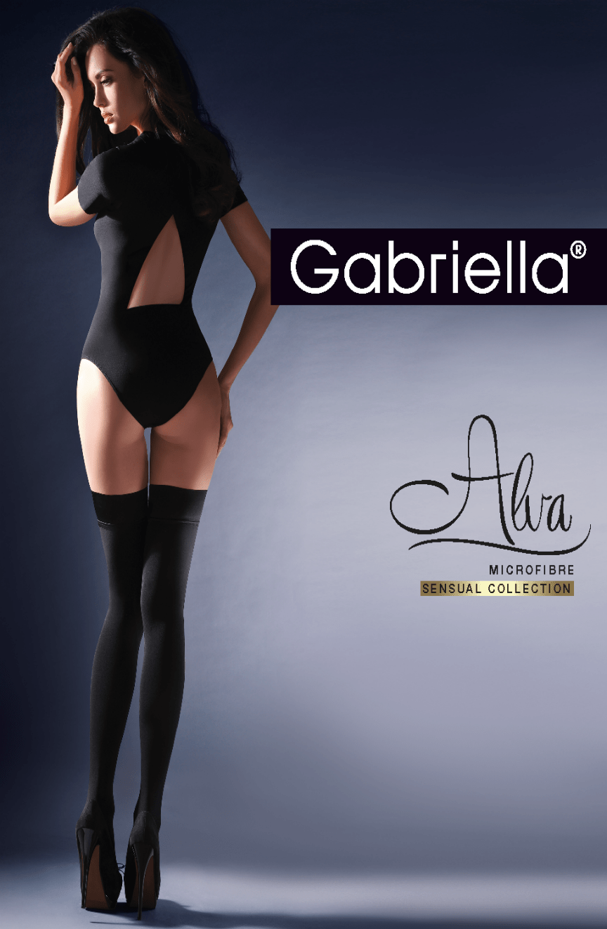 Gabriella Calze Alva Black Microfibre Hold-Ups with Silicone Strip