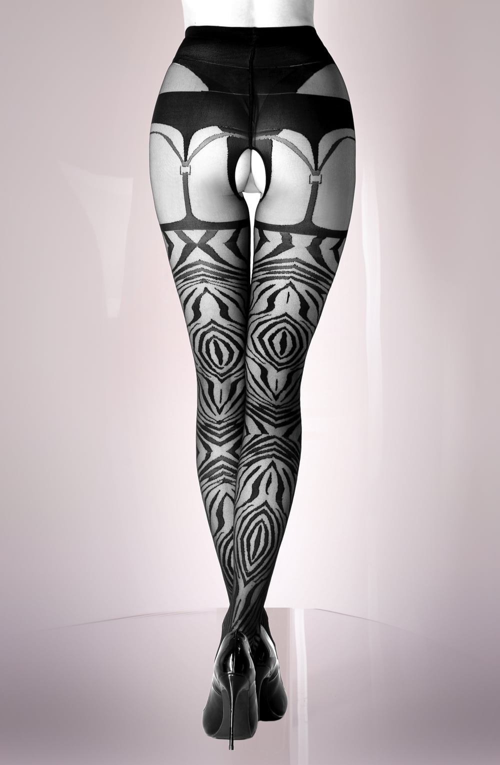 Black Tiger Striped Mesh Design Tights