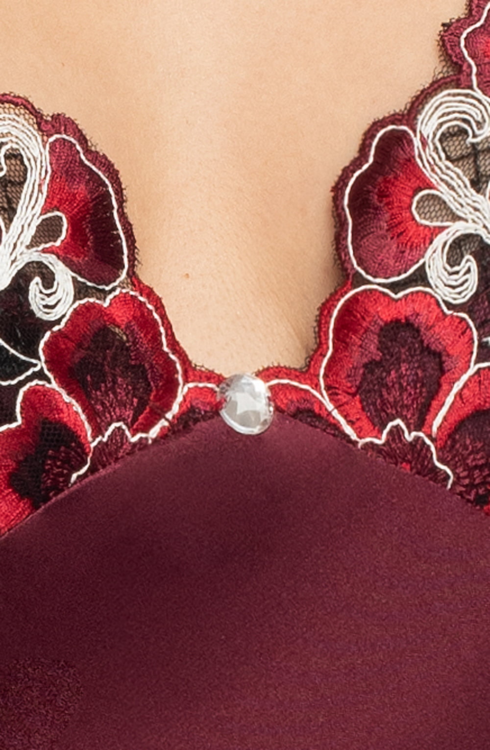 Irall Elodie Satin Nightdress with Embroidered Lace in Plum