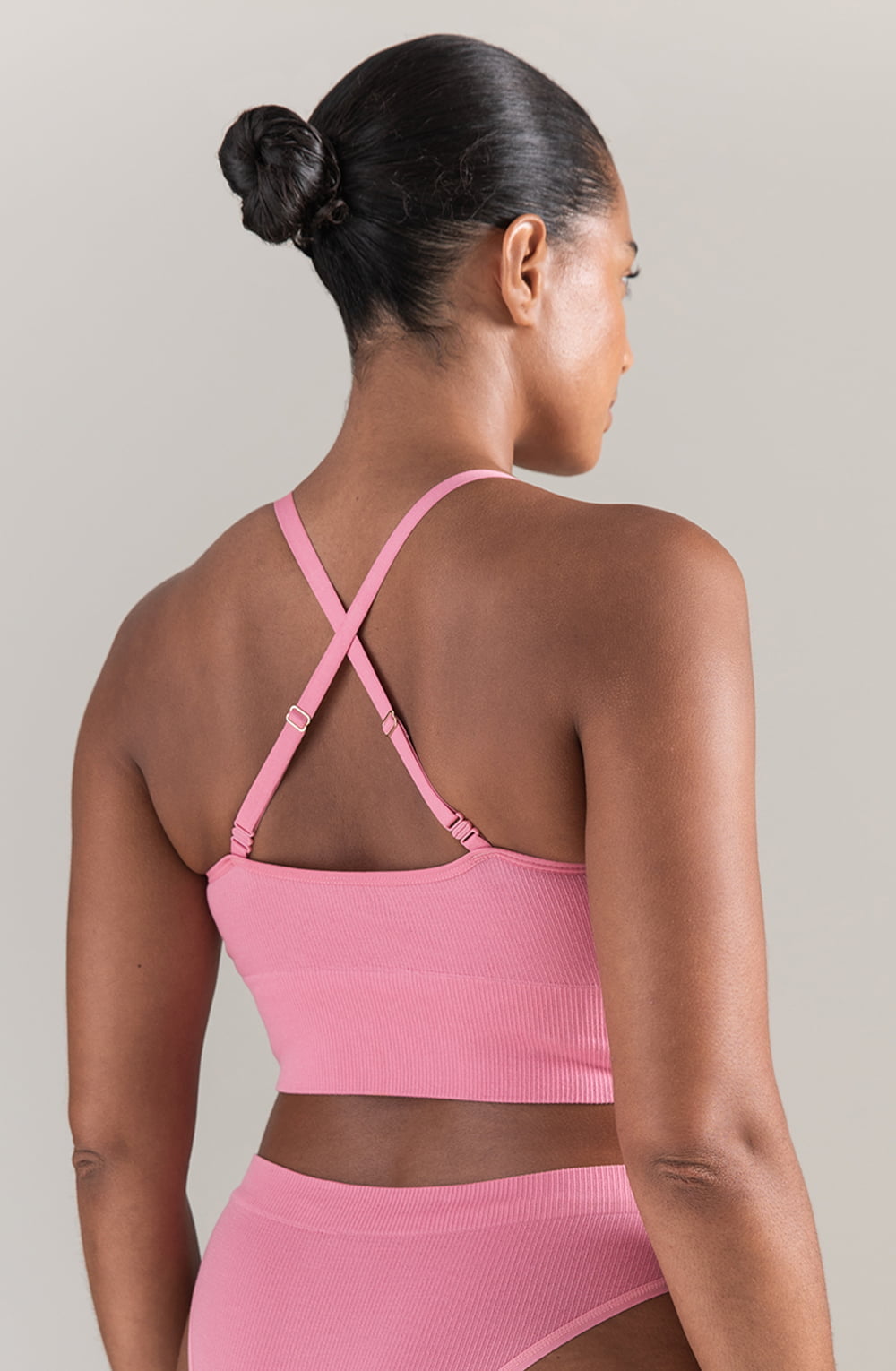 TENCEL™ Seamless Rose Pink Longline Bralette Sustainable Soft Crop Top