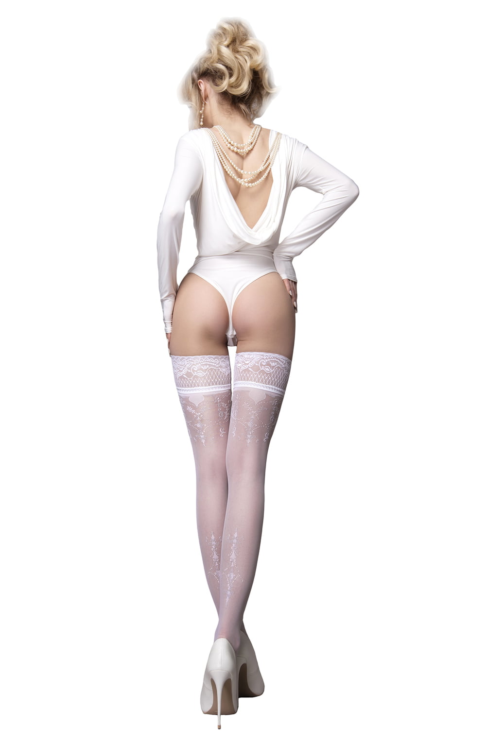 Ballerina White lightweight mesh Hold Ups Wedding Touch Collection Bridal Elegance