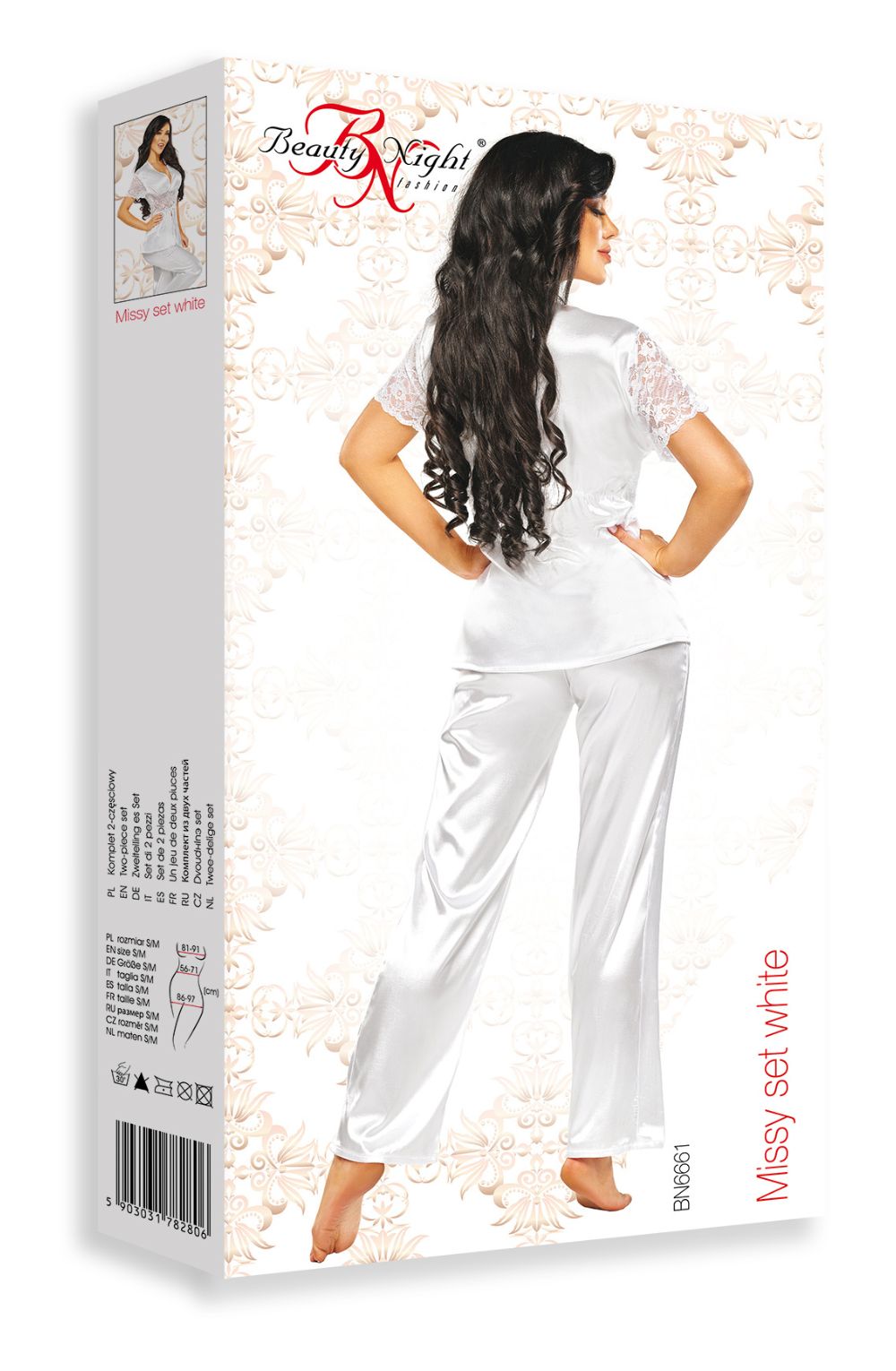 Beauty Night Missy White Women's Pajama Set with Lace Details Luxurious Sleepwear - Bodybloom
