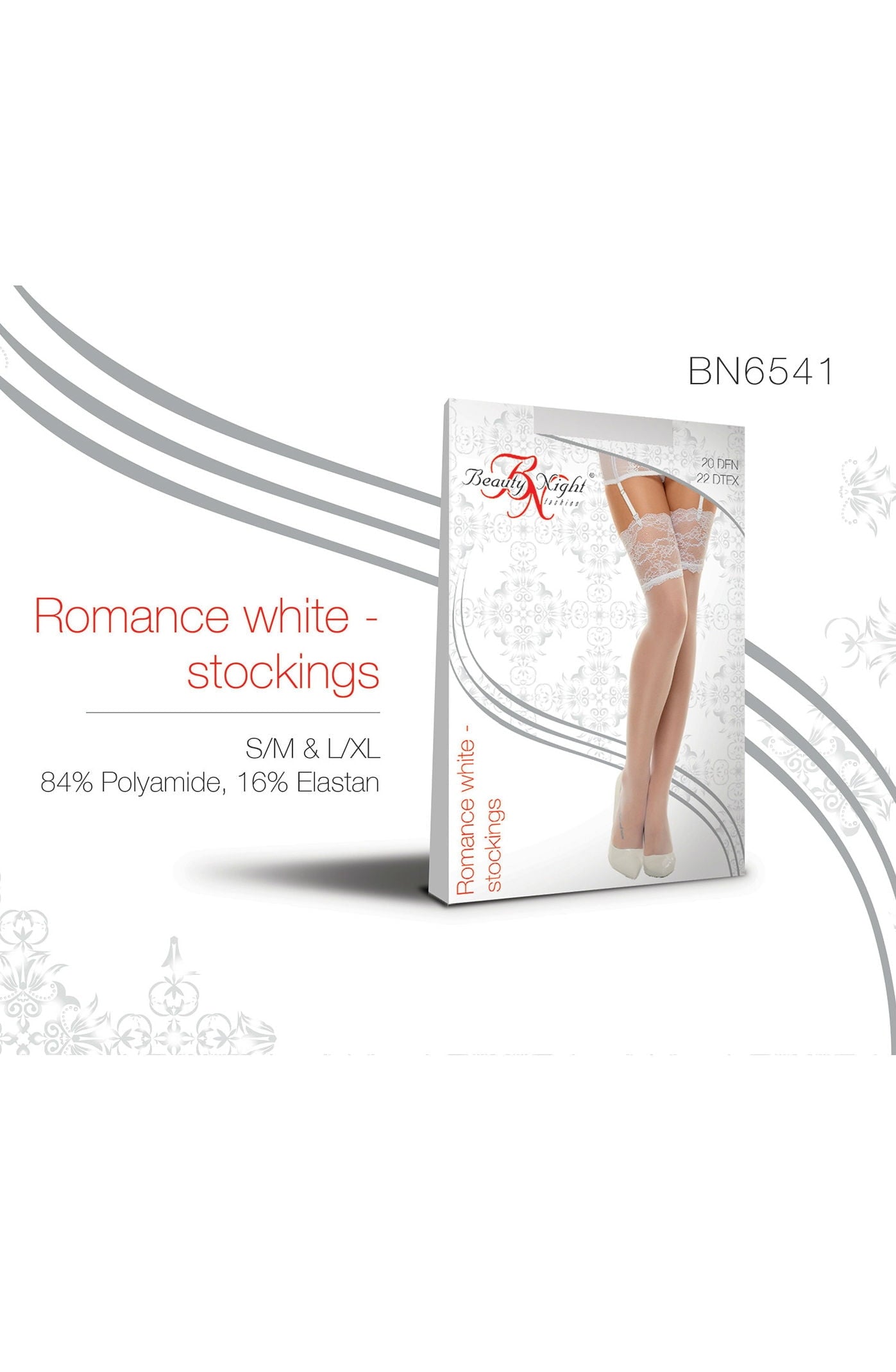Beauty Night Romance Cherry Stockings 20 Denier with Wide Lace Top