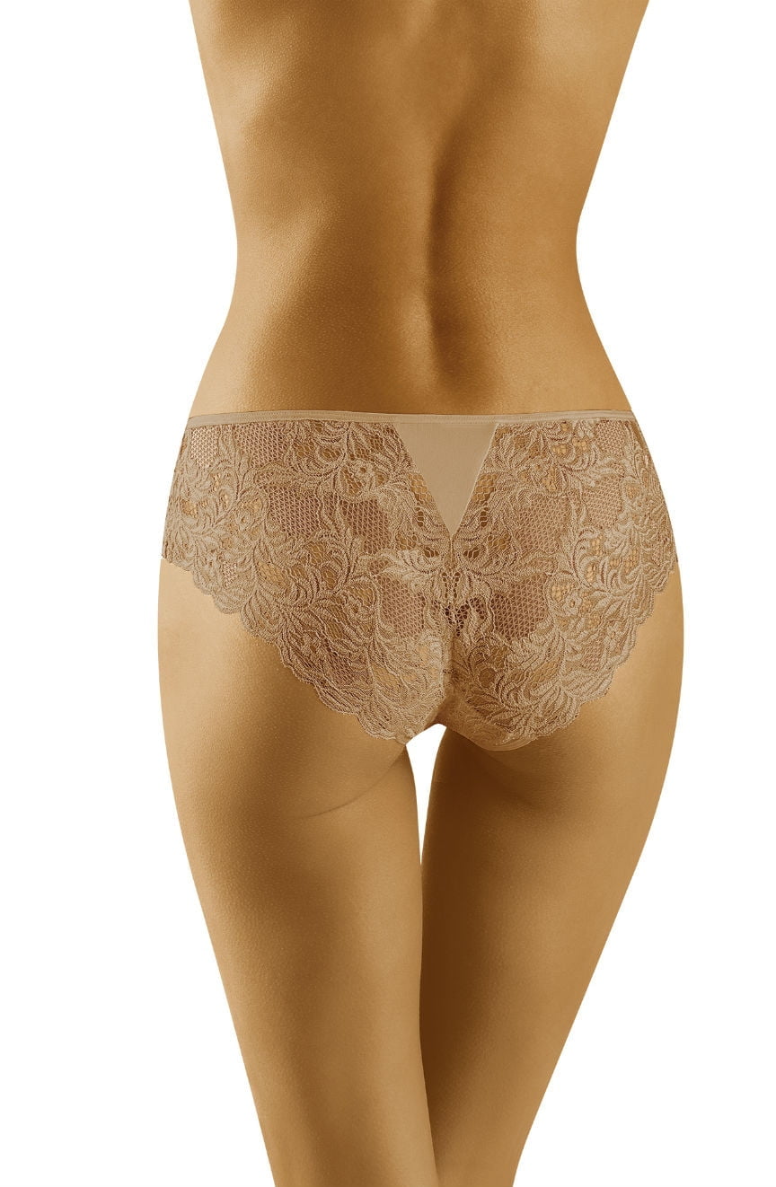 Wolbar Deva Beige Lace Brief with Floral Design