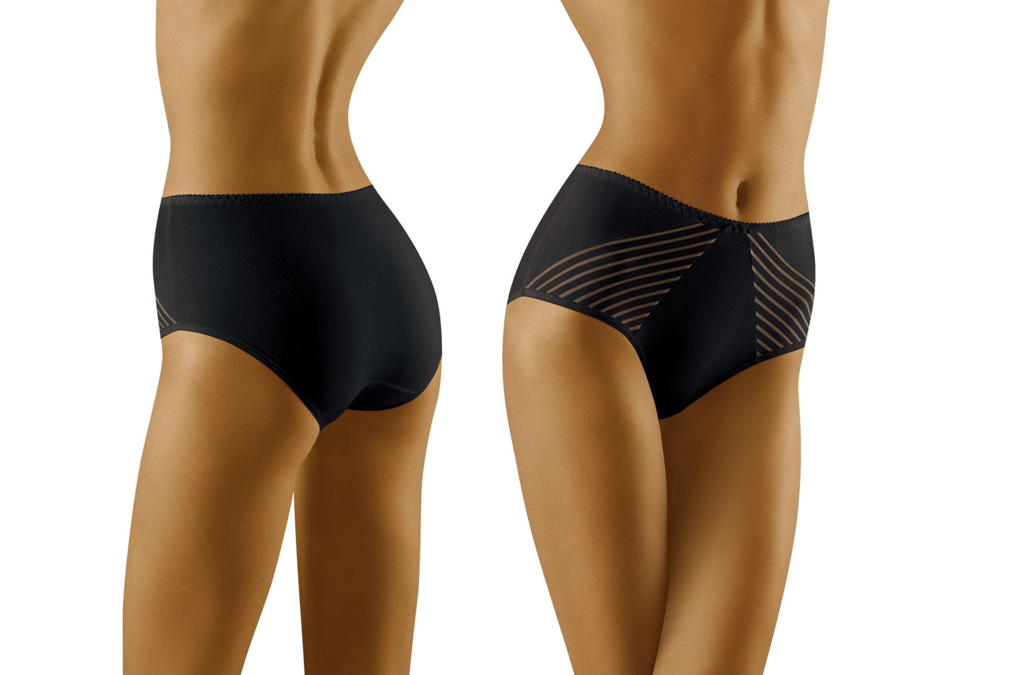 Wolbar Eco-Ma Black Cotton Briefs with lightweight mesh Stripe Panels for Comfort