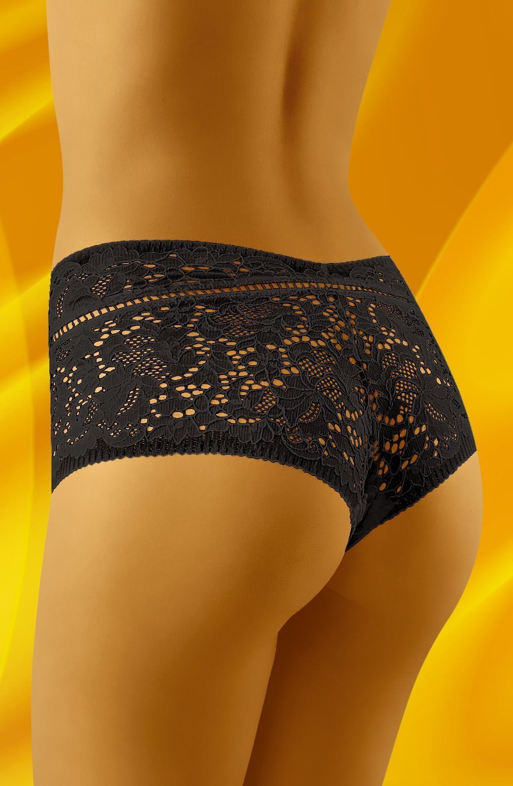 Wolbar Black Short Sari with Lace Design in Branded Box