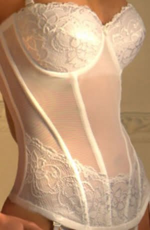 Gracya Anastasia White Embroidered Boned Corset with Detachable waist details and Bra Straps