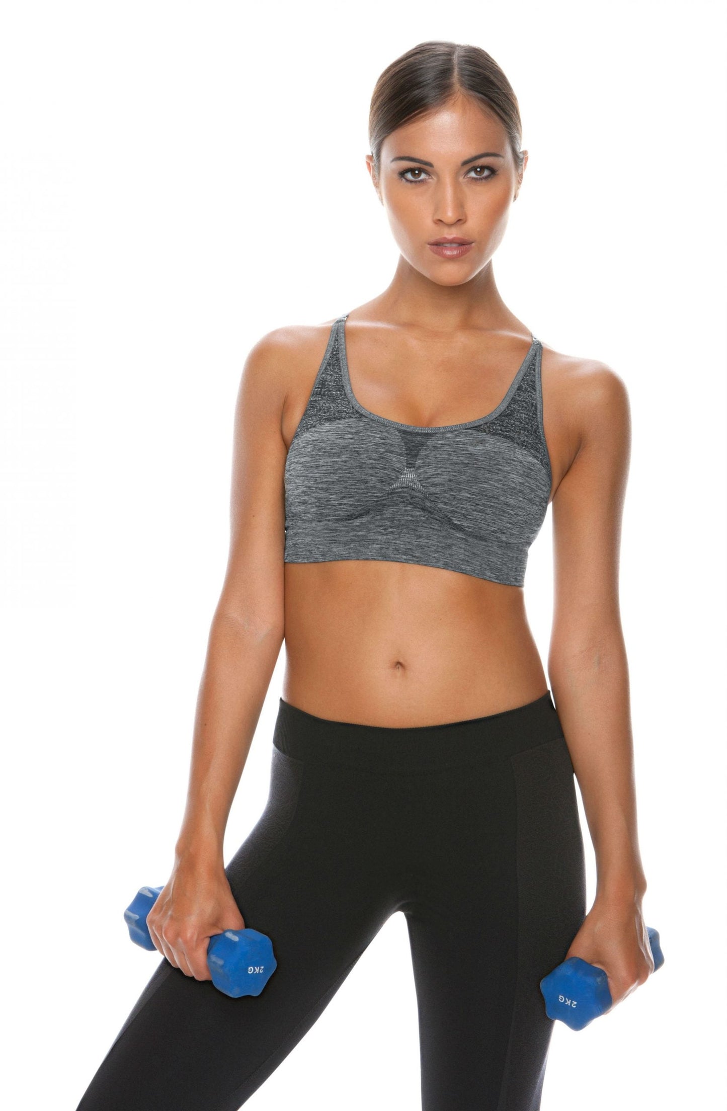 Control Body Sports Bra Melange Grey with Adjustable Straps and Breathable Fabric for Active Wear