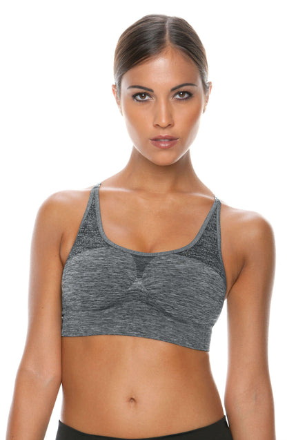 Control Body Sports Bra Melange Grey with Adjustable Straps and Breathable Fabric for Active Wear