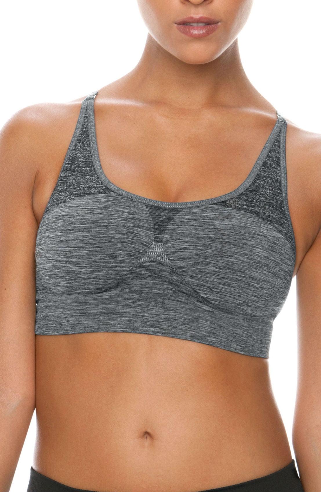 Control Body Sports Bra Melange Grey with Adjustable Straps and Breathable Fabric for Active Wear
