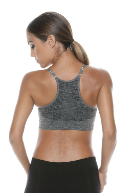 Control Body Sports Bra Melange Grey with Adjustable Straps and Breathable Fabric for Active Wear