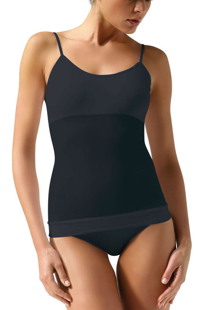 Control Body Shaping Camisole Nero with Waist Sculpting and Tummy Control Support