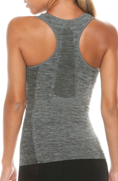 Control Body Melange Grey Sporty Tank Top with Bra Breathable Racer-Style Top
