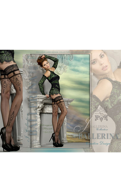 Ballerina Hold Up Nero Black with Sparkly Metallic Lurex Detailing