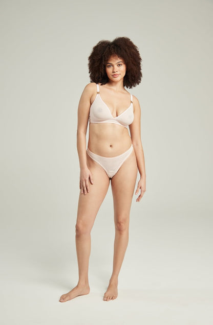lightweight mesh Deco Lightweight Blush Pink Matching Brief Recycled Lace Underwear