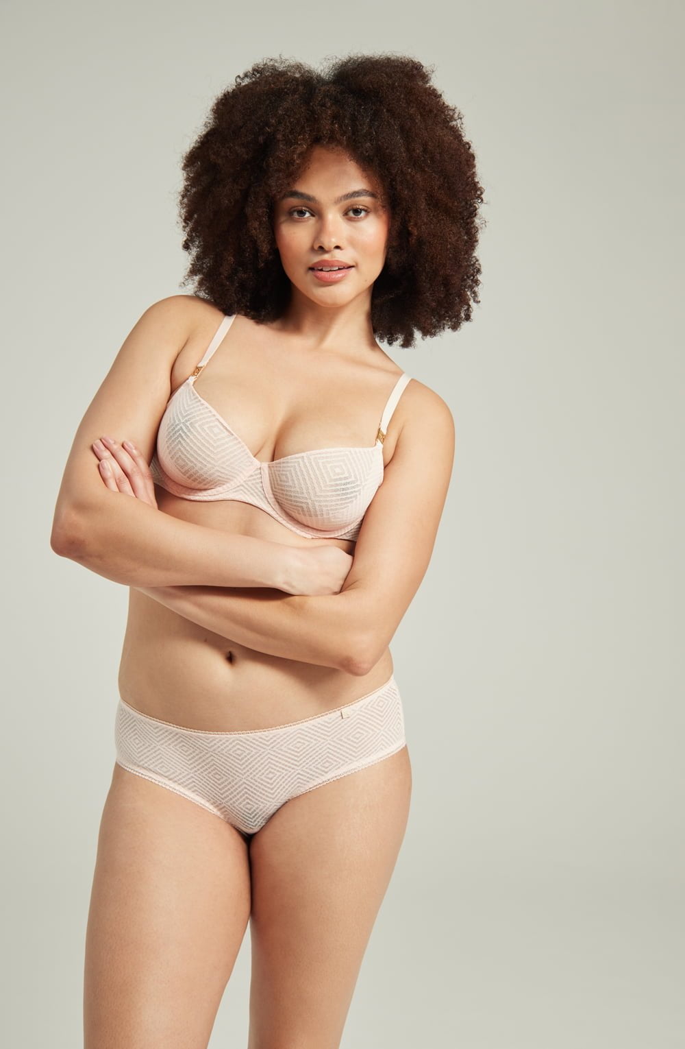 lightweight mesh Deco Hipster Brief Blush Pink Seamless Mid-Rise Recycled Lace Underwear