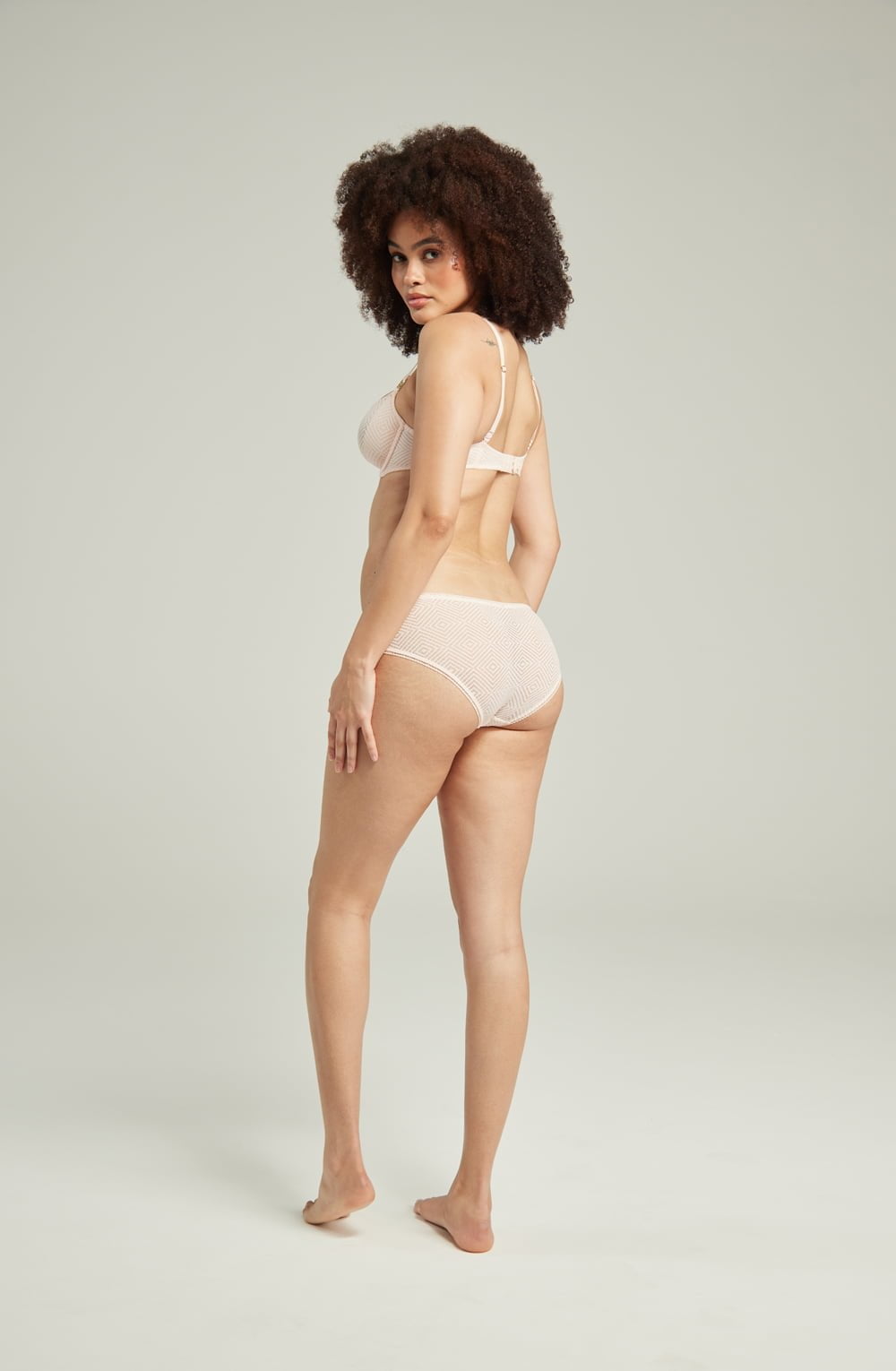 lightweight mesh Deco Hipster Brief Blush Pink Seamless Mid-Rise Recycled Lace Underwear