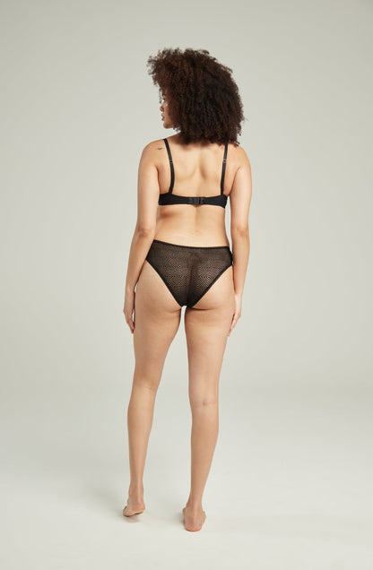 lightweight mesh Deco Lift Balcony Bra Black Up to GG Cup Recycled Lace Sustainable Support