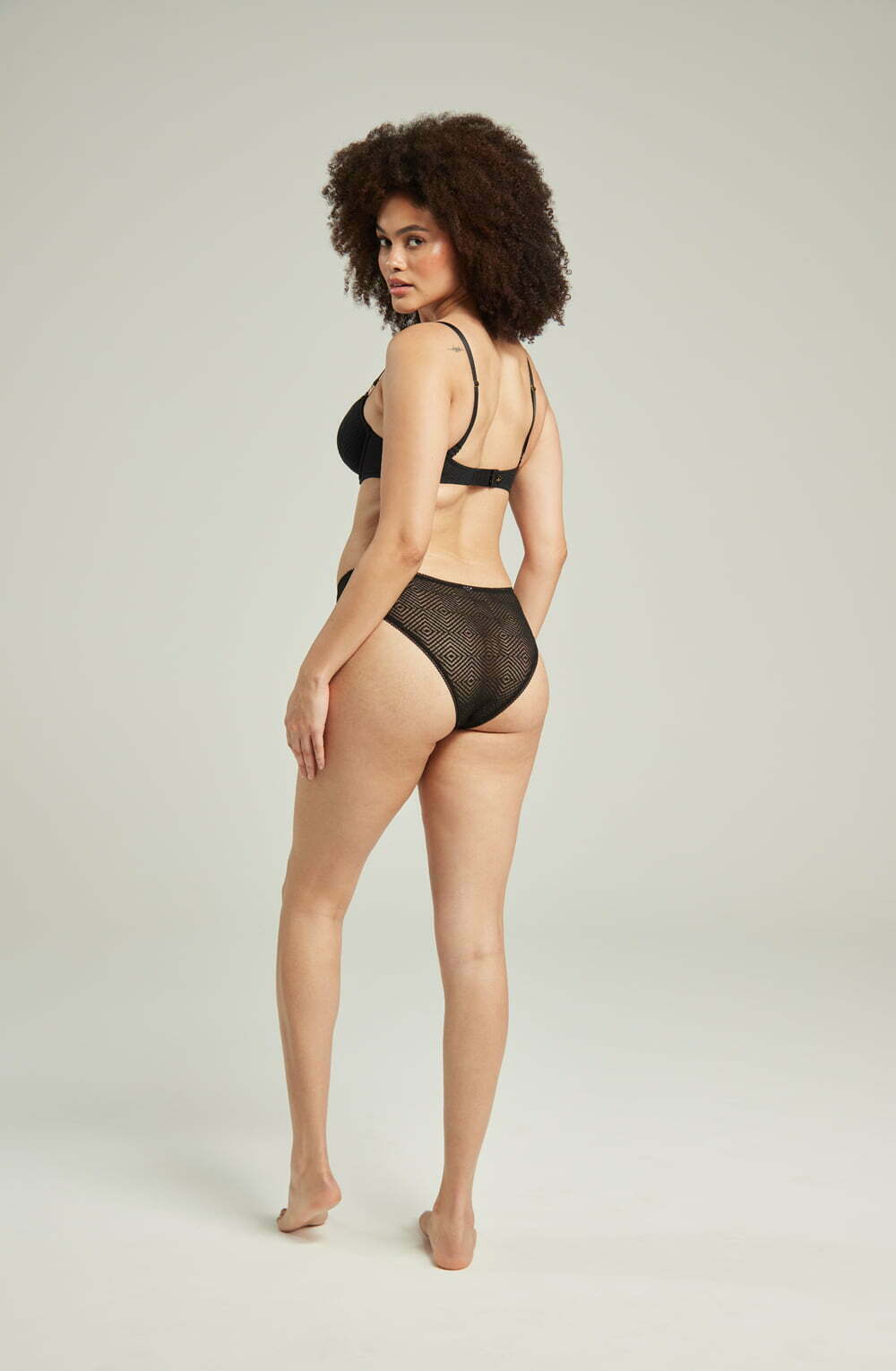 lightweight mesh Deco High Leg Brief Black – Soft Recycled Lace, Flattering Fit