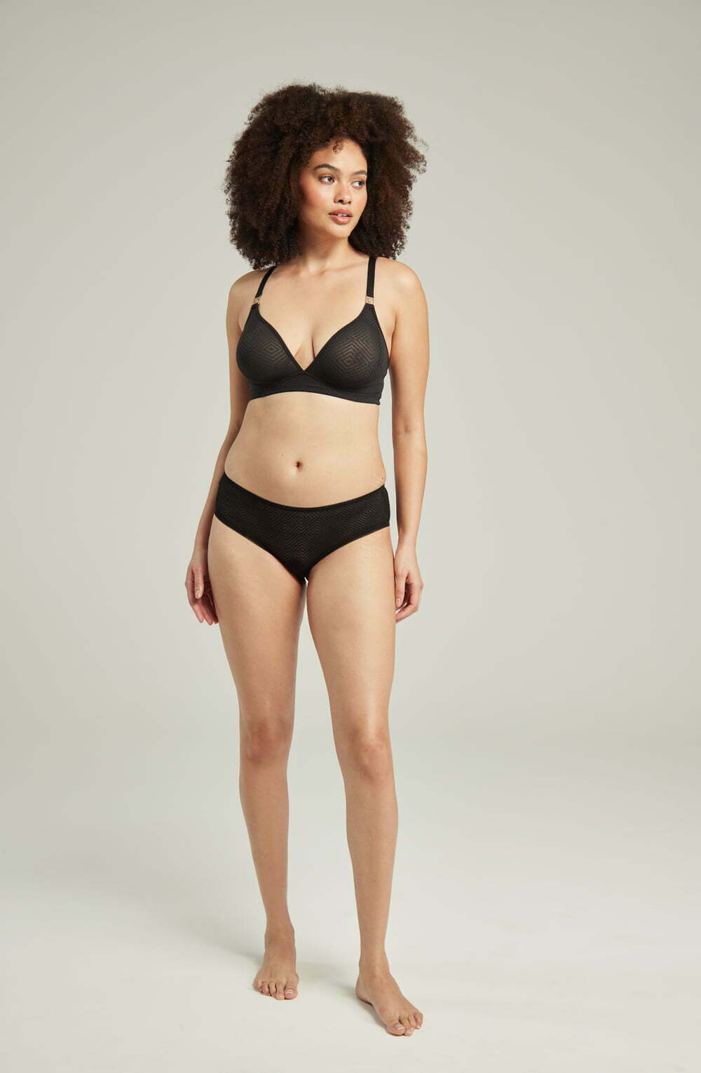 lightweight mesh Deco Black Seamless Mid-Rise Hipster Brief Full Coverage