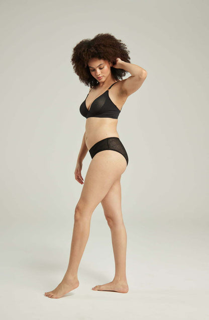 lightweight mesh Deco Black Seamless Mid-Rise Hipster Brief Full Coverage