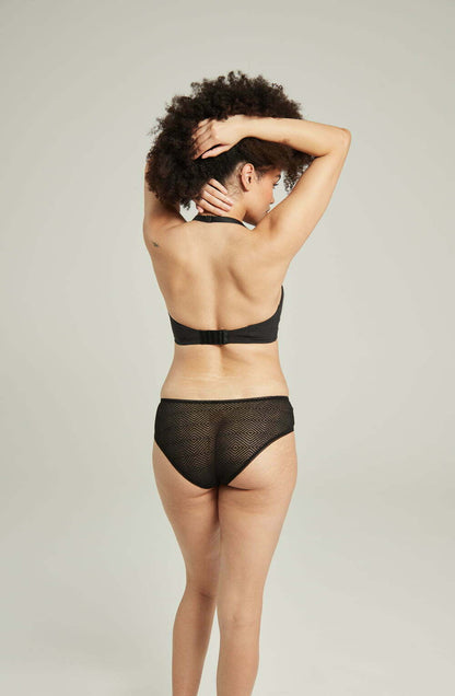 lightweight mesh Deco Black Seamless Mid-Rise Hipster Brief Full Coverage