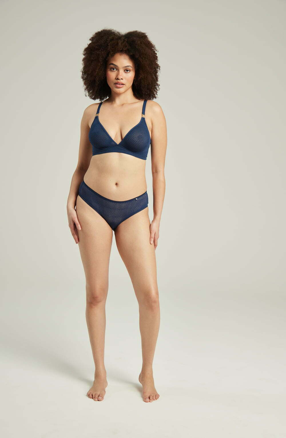 lightweight mesh Deco Navy Seamless Mid-Rise Hipster Brief Recycled Lace