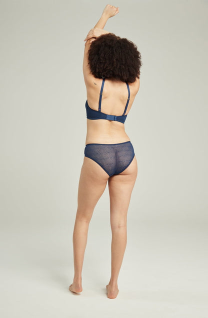 lightweight mesh Deco Navy Seamless Mid-Rise Hipster Brief Recycled Lace