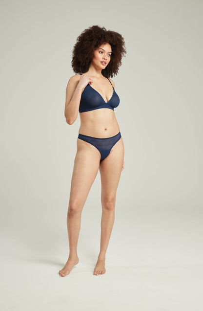 lightweight mesh Art Deco Lace Matching Brief Navy – Lightweight Comfortable Underwear
