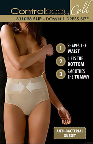 Control Body Shaping Brief Bianco with Moderate Compression and Waist Silicone Grip