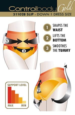 Control Body Shaping Brief Bianco with Moderate Compression and Waist Silicone Grip
