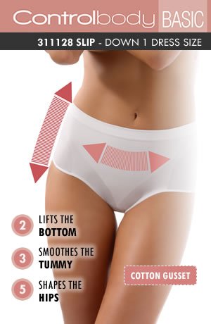 Control Body Shaping Brief Bianco – Medium Compression Tummy Control Underwear