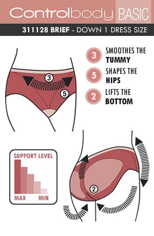 Control Body Shaping Brief with Skin Tone Tummy Control and Medium Compression