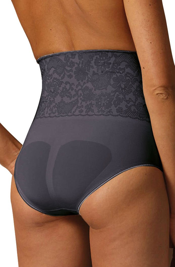 High Waist Control Body Shaping Brief with Screen Print Lace Nero – Strong Compression, Seamless, Anti-Bacterial