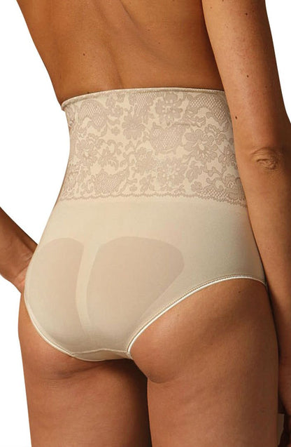 High Waisted Control Body Shaping Brief with Screen Print Lace Tummy Smoother