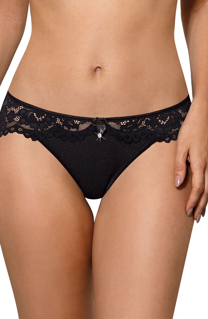 Roza Newia Black Lace Soft Cup Bra with Adjustable Straps and Diamante Detail