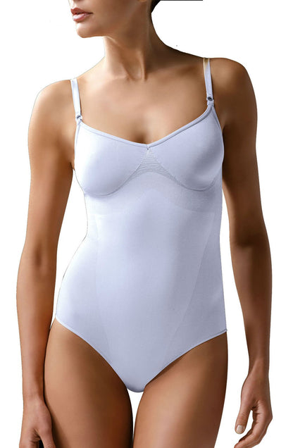 Control Body Shaping Body Bianco con Spalline Regolabili e Alta Compressione