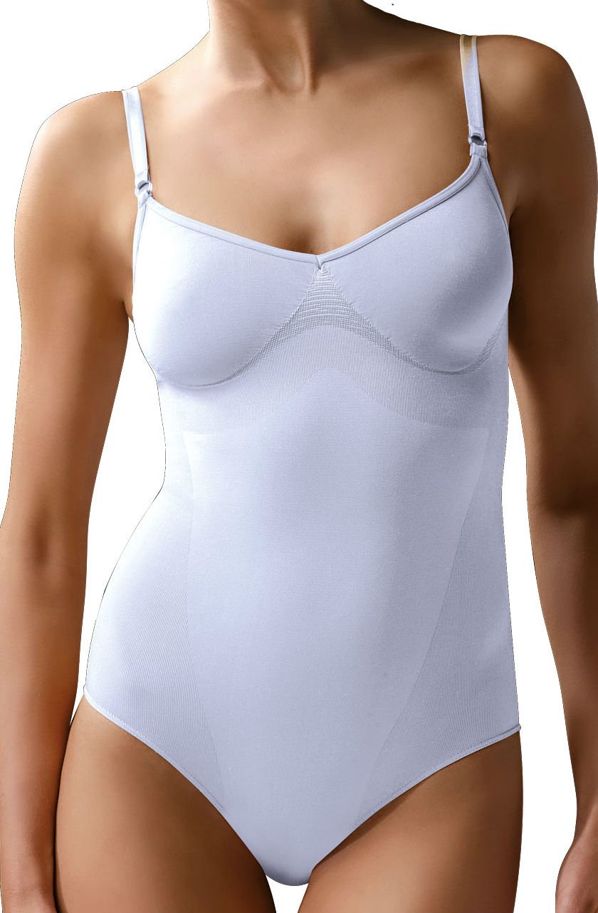 Control Body Shaping Body Bianco con Spalline Regolabili e Alta Compressione