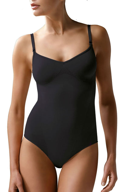 Control Body Shaping Nero con Spalline Regolabili e Compressione Modellante