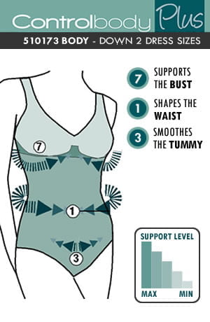 Control Body Skin Firm Compression Shaper with Wide Straps for Waist Support and Shaping