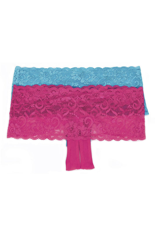 Shirley of Hollywood Stretch Lace Turquoise Boyshort Underwear