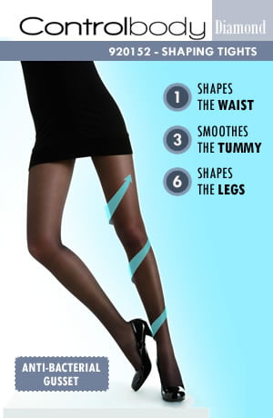 Control Body Shaping Tights Nero – 70 Denier Opaque with Mild Graduated Compression Support