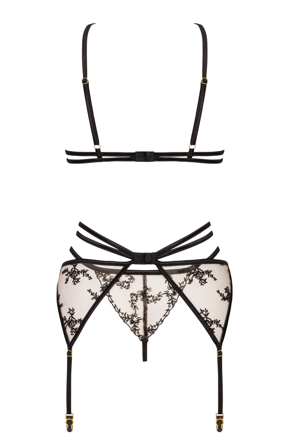 Beauty Night Aisha Black Lace Bra Matching Brief and waist detail Set with Adjustable Straps