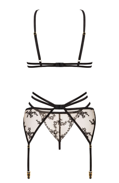 Beauty Night Aisha Black Lace Bra Matching Brief and waist detail Set with Adjustable Straps