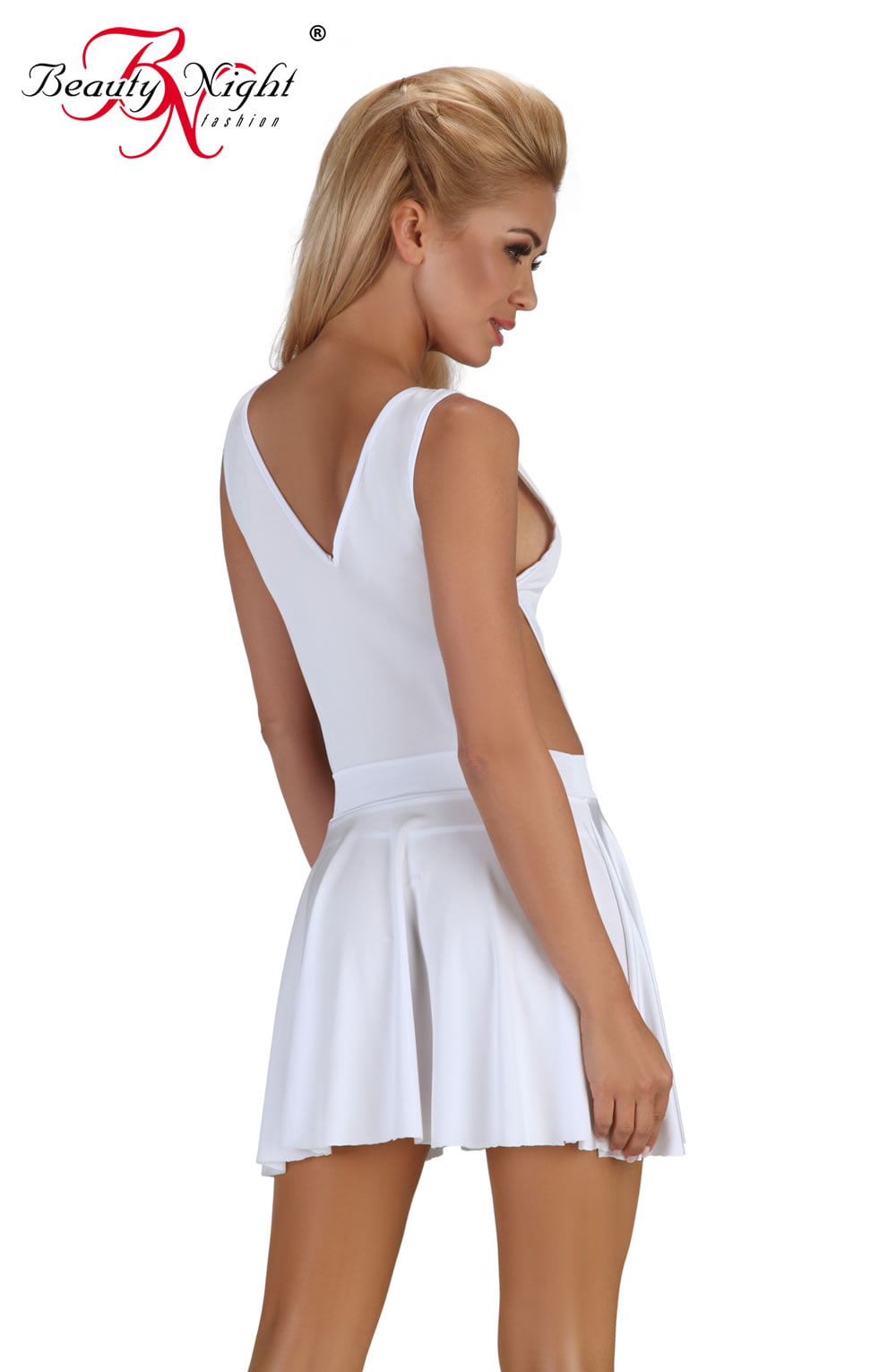 Beauty Night Severine White Dress with Diamante Heart and Matching Matching Brief