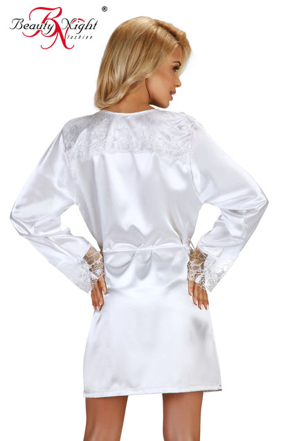 Beauty Night Fabienne White Lace Dressing Gown and Matching Brief Set