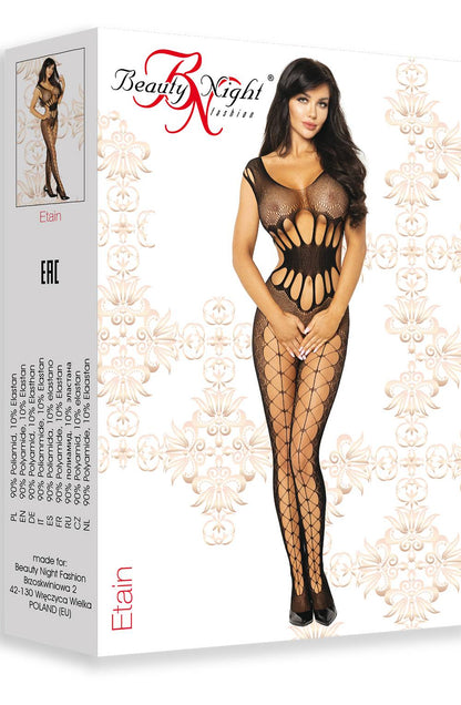 Beauty Night Etain Black Mesh Jumpsuit with Storage Bag and Gift Packaging